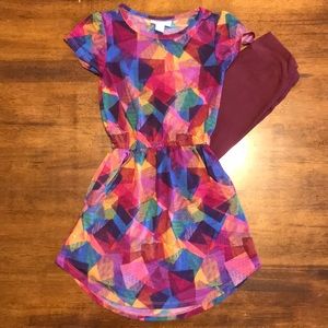 Lularoe Mae Dress size 4 with matching maroon S/M leggings